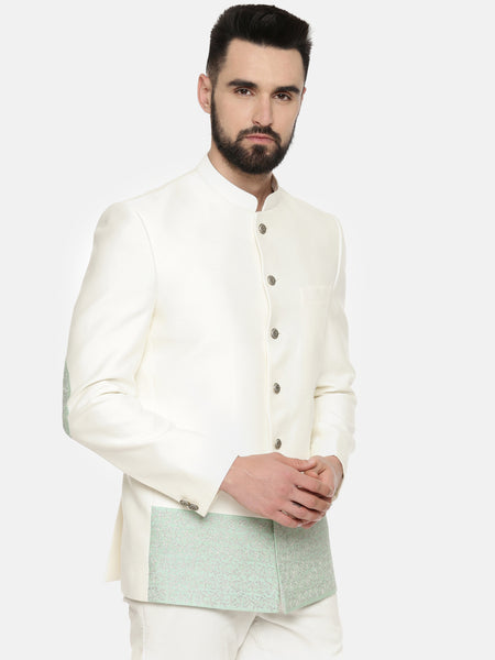 indo western dress for men - white jodhpuri suit