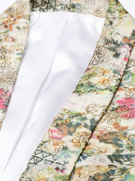 Printed Chanderi Blazer for Men - MMJ058