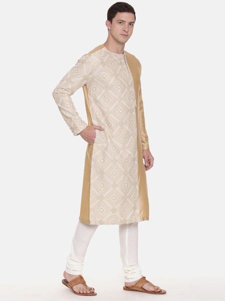 Silk Embroidered Gold Kurta Set - MMK0466