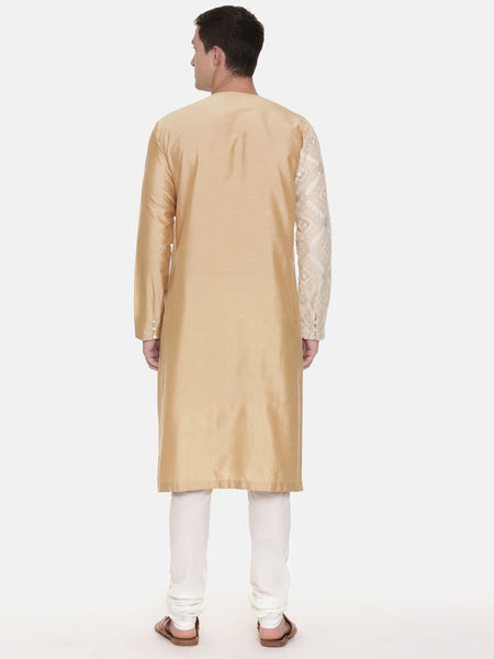 Silk Embroidered Gold Kurta Set - MMK0466