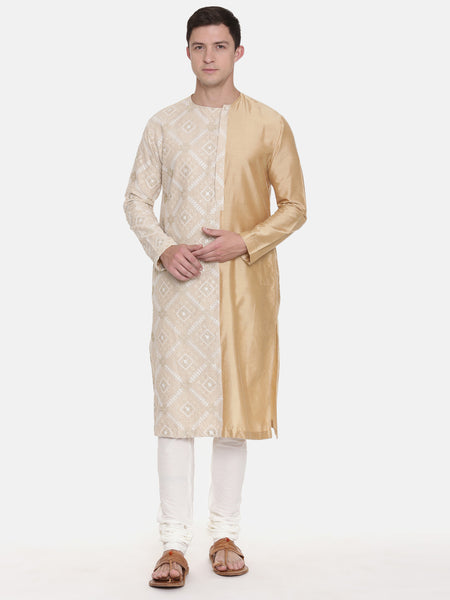 Silk Embroidered Gold Kurta Set - MMK0466