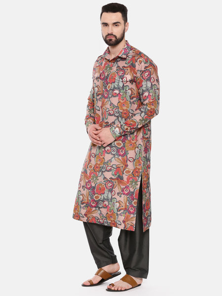 latest kurta design - mauve and charcoal digital print