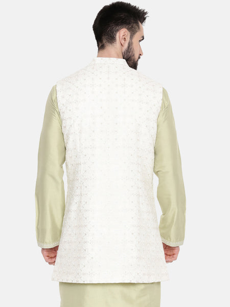 Long Open Chanderi Emb Jacket - MMLOJ005