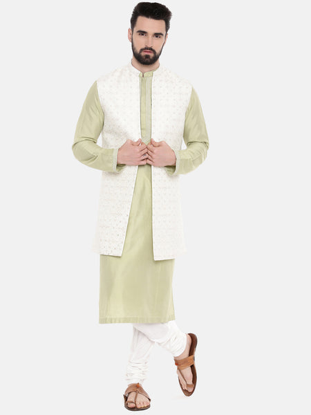 Long Open Chanderi Emb Jacket - MMLOJ005
