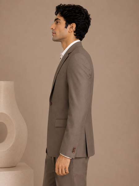 Camel Colour Italian Wool Blazer (Sandstone Baroque Kinetic) - MMJCUS004