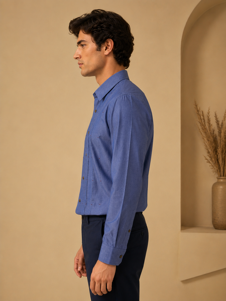 Denim Blue Malai Cotton Shirt (The Steel Blue) - MM0940