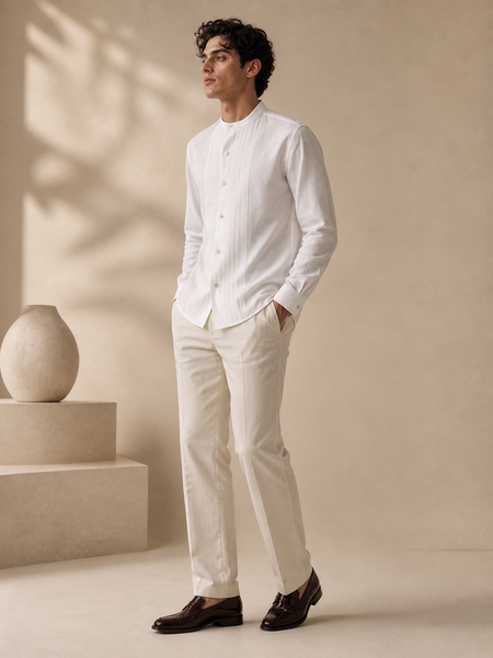 White Malai Cotton Shirt (Frosted Coconut Meridian) - MM0928