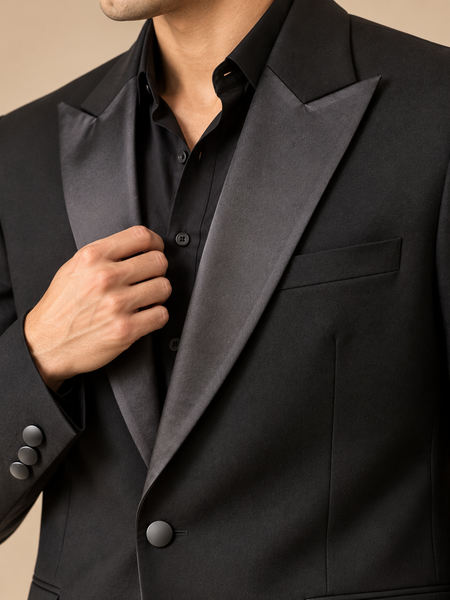 Black Super Wool Blazer ( The Royal Noir) - MMJCUS007