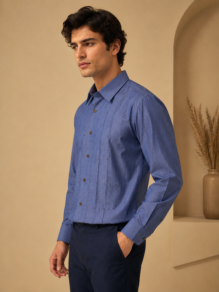 Denim Blue Malai Cotton Shirt (The Steel Blue) - MM0940