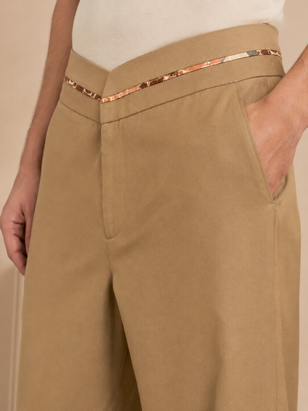 Beige Malai Cotton Pant (The Camel Cross-Over) - MMP0147