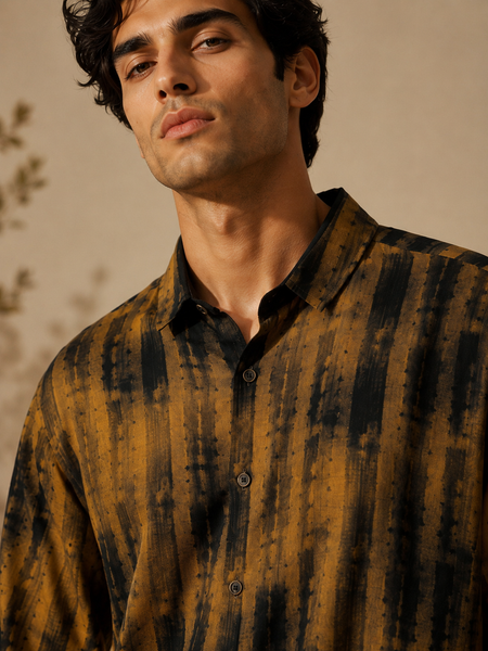Brown & Black Muslin Printed Shirt (Smoked Honey & Peppercorn Sovereign) - MM0926