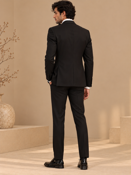 Black Super Wool Tuxedo Set (The Black & White Symphony) - MMCRSET011