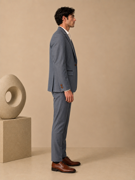 Stone Grey Linen Blazer & Pant Set (Smoked Earl Grey) - MMJCUS008