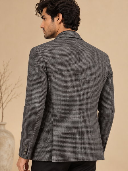 Grey & Black Sartorial Blazer (The Granite Houndstooth) - MMJCUS010