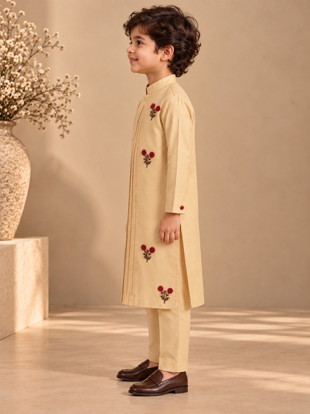 Beige Cotton/Silk Kurta Set (The Little Sandstone) - MMKWCUS010