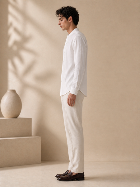 White Malai Cotton Shirt (Frosted Coconut Meridian) - MM0928