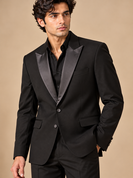 Black Super Wool Blazer ( The Royal Noir) - MMJCUS007