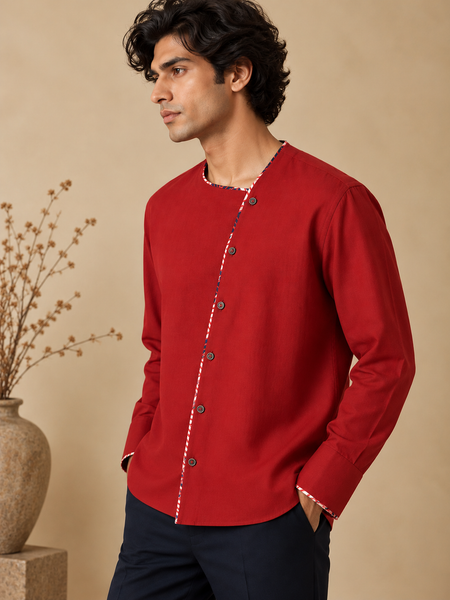 Red Malai Cotton Shirt (The Venetian Red) - MM0943
