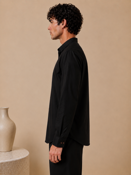 Black Malai Cotton Shirt (Charcoal Sovereign) - MM0925