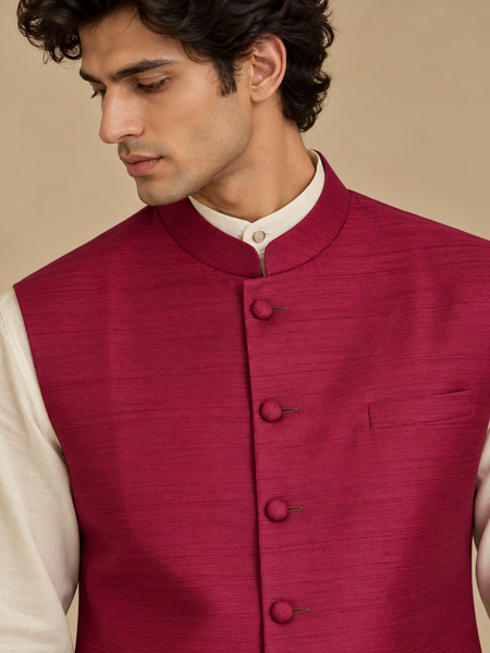 Wine Bemberg Silk Modi Jacket (The Spiced Mulberry) - MMWCCUS001