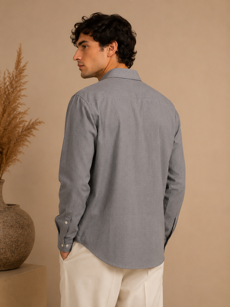 Grey & White Malai Cotton Shirt (The Slate Panel) - MM0936