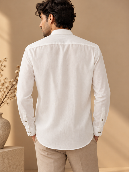 White Malai Cotton Pintux Shirt (The Pristine Cloud) - MMCUS004
