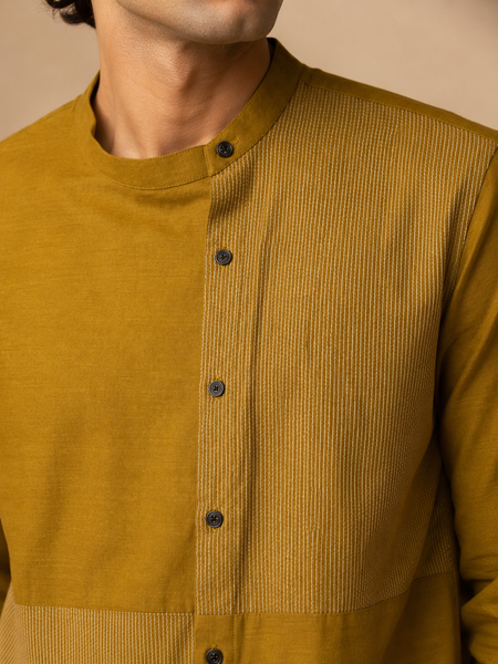 Mustard Yellow Malai Cotton Shirt (The Ochre Horizon) - MM0935