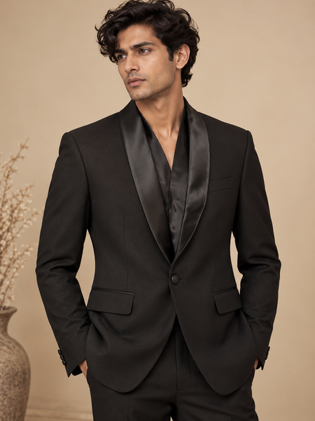 Black Super Wool Blazer (The Modern Charm) - MMJCUS009
