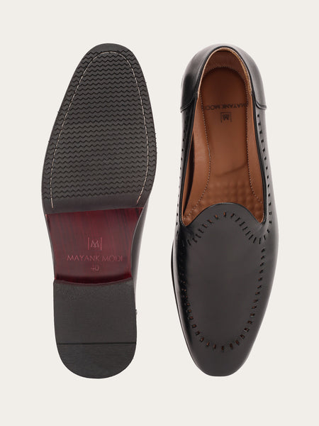 slip on shoes - black leather 