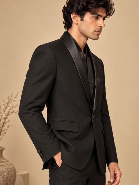 Black Super Wool Blazer (The Modern Charm) - MMJCUS009