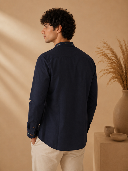 Blue Malai Cotton/Chanderi Shirt - MM0938