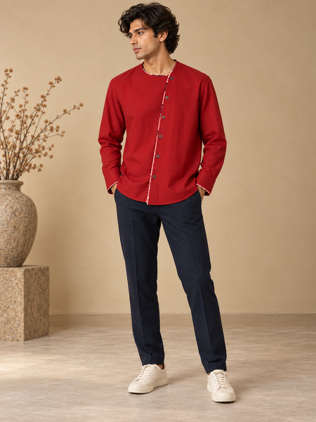 Red Malai Cotton Shirt (The Venetian Red) - MM0943