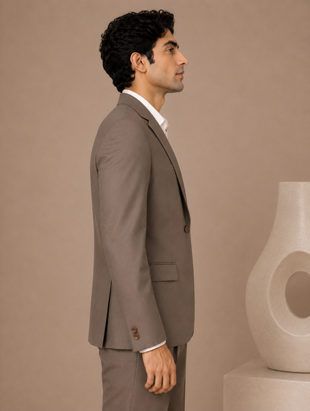 Camel Colour Italian Wool Blazer (Sandstone Baroque Kinetic) - MMJCUS004