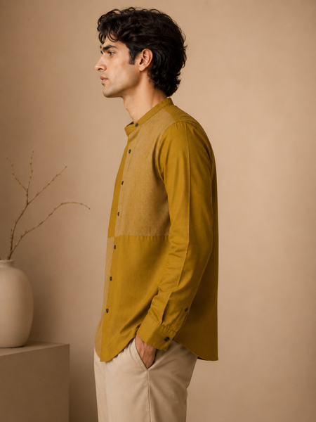 Mustard Yellow Malai Cotton Shirt (The Ochre Horizon) - MM0935