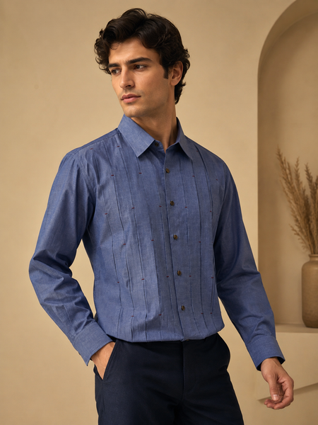 Denim Blue Malai Cotton Shirt (The Steel Blue) - MM0940