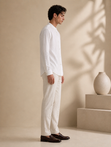 White Malai Cotton Shirt (Frosted Coconut Meridian) - MM0928