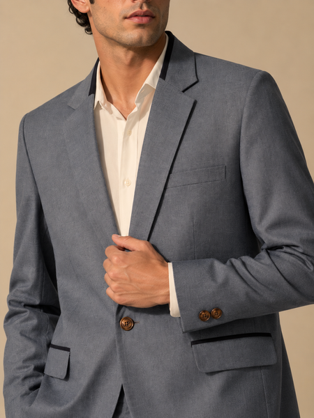 Grey Linen Blazer (Smoked Earl Grey) - MMJCUS005