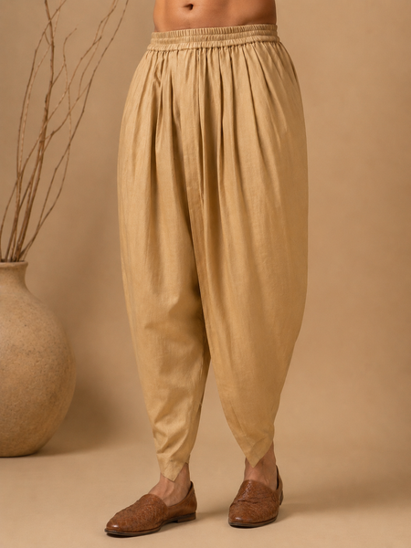 Gold Chanderi Dhoti Pant (Antique Gold) - MMDHOTI013