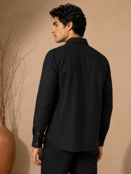 Black & Grey Malai Cotton Shirt (Obsidian & Dove) - MM0939