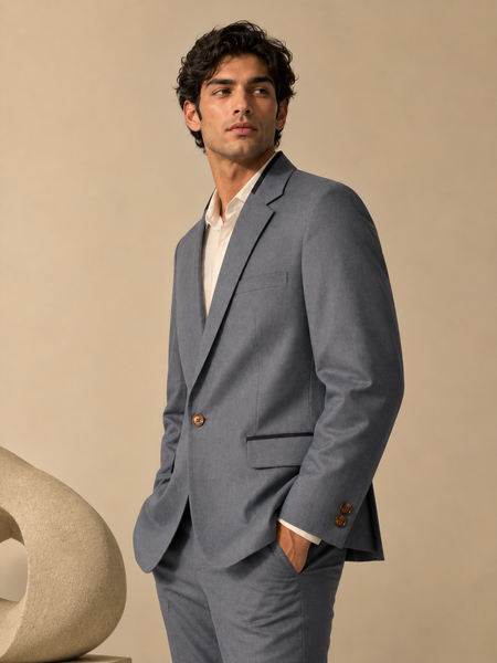 Grey Linen Blazer (Smoked Earl Grey) - MMJCUS005