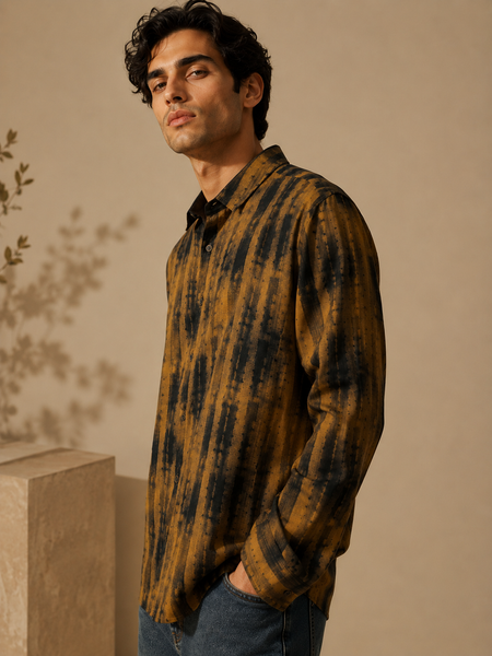 Brown & Black Muslin Printed Shirt (Smoked Honey & Peppercorn Sovereign) - MM0926