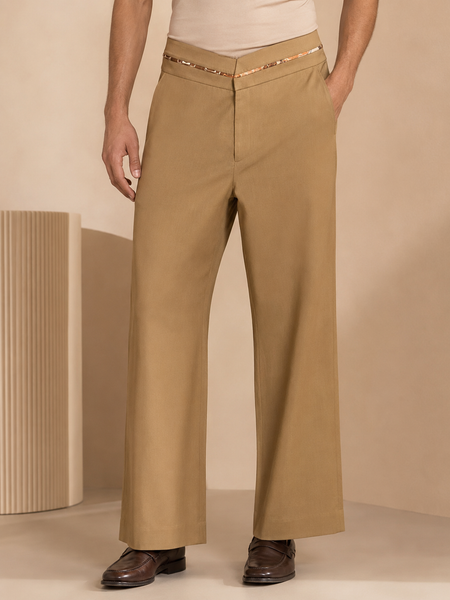Beige Malai Cotton Pant (The Camel Cross-Over) - MMP0147