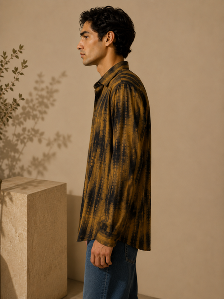 Brown & Black Muslin Printed Shirt (Smoked Honey & Peppercorn Sovereign) - MM0926