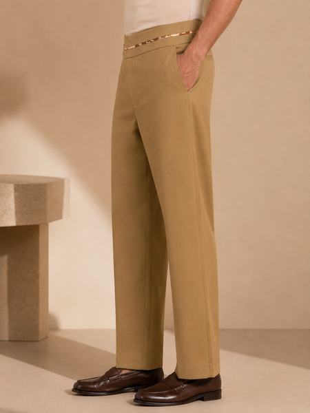 Beige Malai Cotton Pant (The Camel Cross-Over) - MMP0147