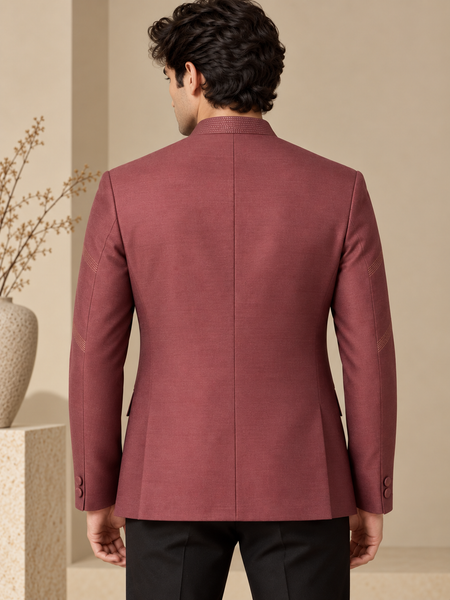 Rosewood Brown Cotton/Silk Bandhgala (Rosewood Topstitched) - MMJ0177