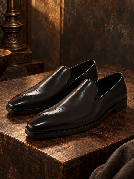 Black Matt Leather Shoes - MMFT011