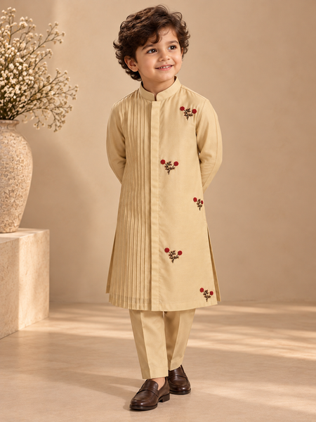 Beige Cotton/Silk Kurta Set (The Little Sandstone) - MMKWCUS010