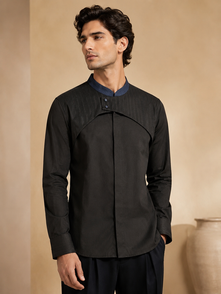 Black Malai Cotton Shirt (The Black Sesame) - MM0941