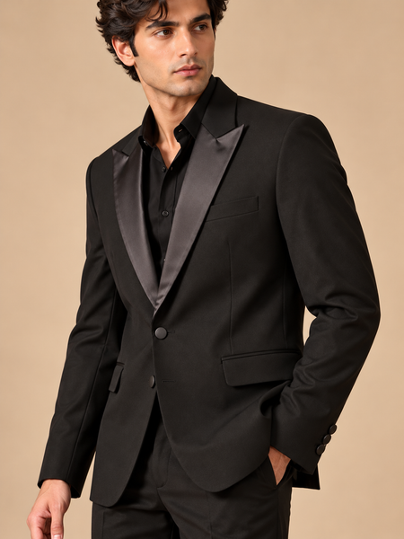 Black Super Wool Blazer ( The Royal Noir) - MMJCUS007