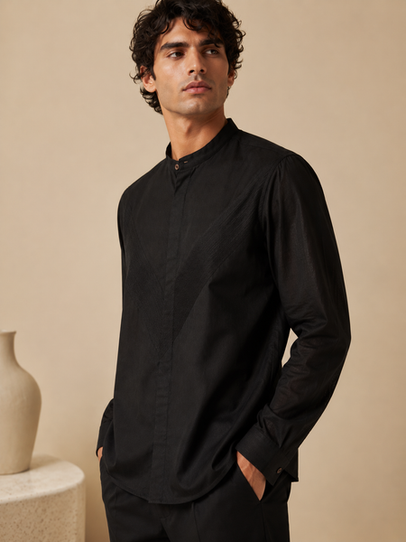 Black Malai Cotton Shirt (Charcoal Sovereign) - MM0925